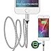 Cacoy Double Nylon Braided USB A Cable with Lightning Connector, MFi Certified iPhone Charger with Leather Strap for iPhone iPad, 10 Foot, White and Black