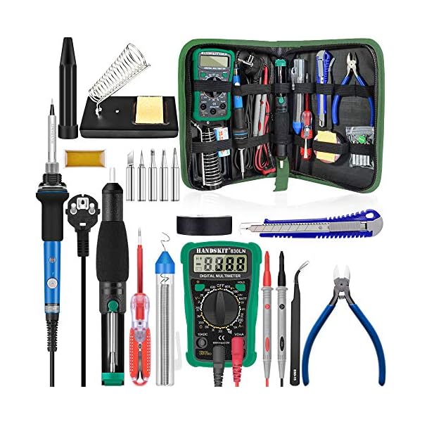 LÃ¶tkolben Set, HANDSKIT 20-in-1 LÃ¶tsetãNeueste Versionã90W LCD-LÃ¶tkolben, regelbare Temperatur 180â480Â°C, mit 5 LÃ¶tspitzen, digitalem Multimeter, EntlÃ¶tpumpe, LÃ¶tkolbenstÃ¤nder, LÃ¶tzinn & Pinzette