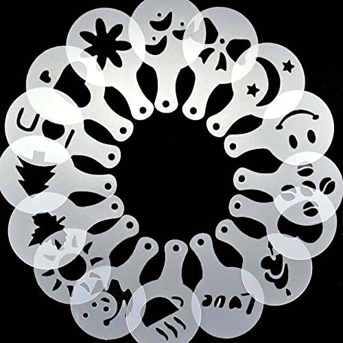 Startony Coffee Stencils Latte Art Cappuccino Plastic Plate Template 16 Pcs Designs Decorating Tool