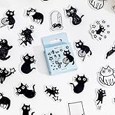 50pcs Cute Black Cat Kitten Stickers - Waterproof Vinyl Decals for Laptop, Skateboard, Luggage | Adorable Animal Stickers for Teens, Adults | Perfect for Water Bottles, Office, Motorcycle