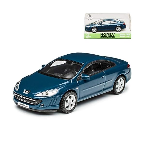 Peugeot 407 Coupe Blau 2004-2011 H0 1/87 Norev Modell Auto mit individiuellem Wunschkennzeichen