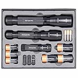 Feit LED Flashlight Kit | 3-pack with Case | 1000, 500, 250 Lumens | Slide Zoom | Batteries Included