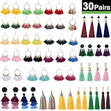XPCARE 30 Pairs Colorful Tassel Earrings Tassel Long Layered Thread Drop Earrings Bohemian Tassel Earrings Gift Set