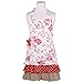 NEOVIVA Children Kitchen Aprons for Girls with Pocket for Matching Mother and Daughter Apron Set, Style Doris, Floral Lollipop Red