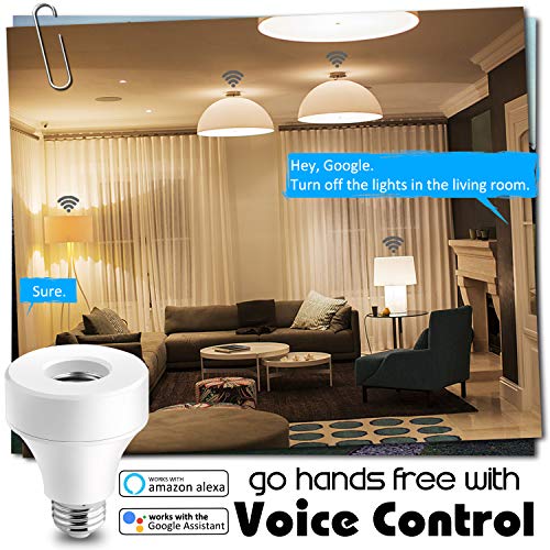 Elegant Choise Smart Wifi Bulb Socket E26/ E27 Bulb Adapter Base Converter Wi-Fi Led Light Bulbs Timer Holder Wireless Lamp Adapter Compatible with Alexa, Google Assistant and Alexa Accessories