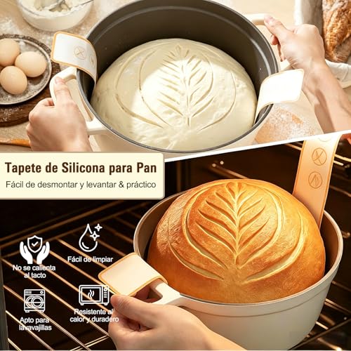 Kit de inicio de masa madre, Suministros para Hornear Pan de Masa Madre, Incluye 2 cestas de fermentación, Manual, Tarro, Espátula, Cuchillas, Bolsas y Más, Regalos de repostería
