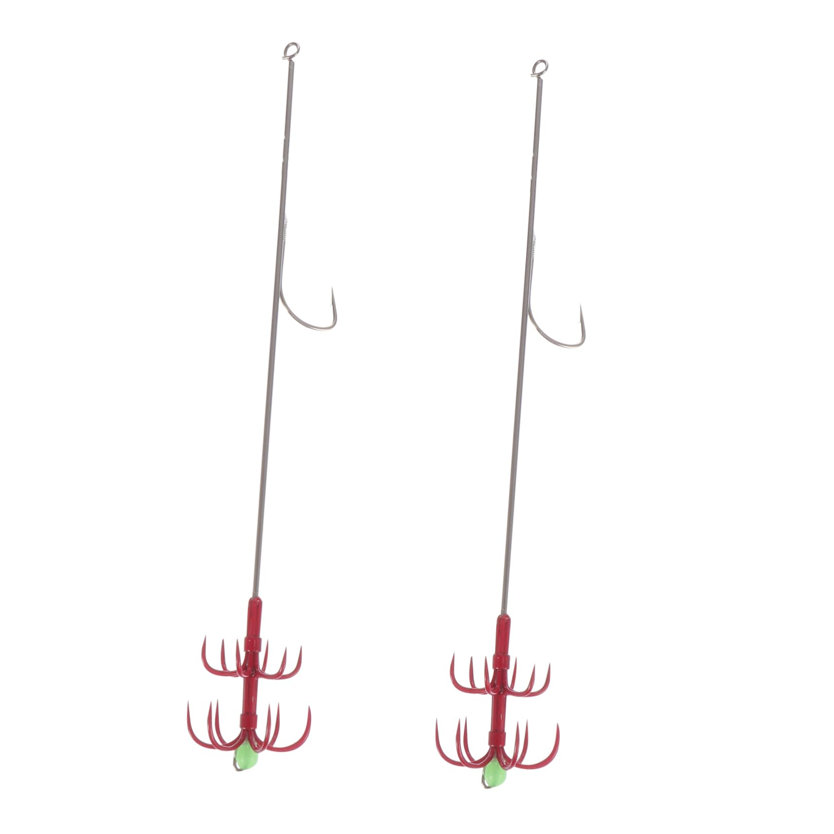 SUPVOX 2pcs Double Umbrella Hook Fishing Barbs Hook Fishing Jigs Octopus Fish Baits s s Squid Supplies Outdoor s Stainless Steel Red