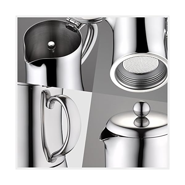 Minos Espressokocher für 6 Tassen, Edelstahl, hitzebeständiger Griff, geeignet für Induktions-, Elektro- und… – Bild 4