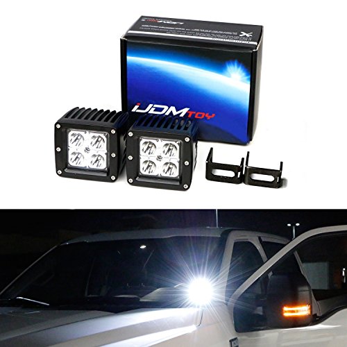 iJDMTOY Complete 40W High Power CREE LED Pod Light Kit w/ Windshield A-Pillar Mounting Brackets & Switch Wiring Relay For 2009-up Dodge RAM 1500 2500 3500