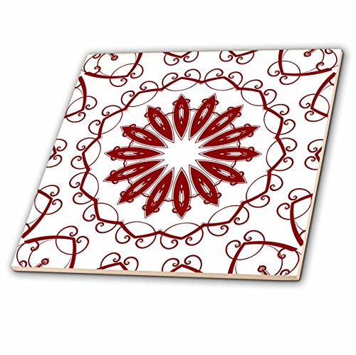 3dRose ct_42008_3 Red and black mandala Plate-Ceramic Tile, 8