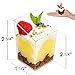 DLux 32 x 3 oz Mini Dessert Cups with Spoons, Square Slanted - Clear Plastic Parfait Appetizer Cup - Small Reusable Serving Bowl for Tasting Party Desserts Appetizers - With Recipe Ebook