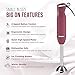 Chefman Immersion Stick Hand Blender Stainless Steel Shaft & Blades, Powerful 300 Watt Ice Crushing & Soap Making 2-Speed Control One Hand Mixer, Soft Silk Touch Grip - Marsala