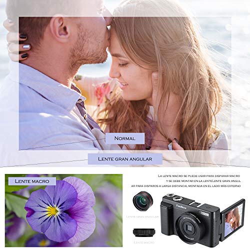 Camara-Foto-Digital-Full-HD-1080PFamBrow-WiFi-24MP-Camara-de-Video-Digital-Zoom-16xGran-Angular-Lente-Rotacin-de-30-Pulgadas