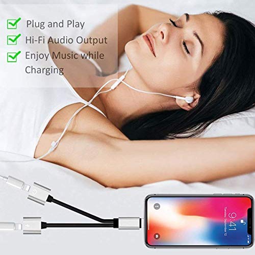 image for Ambrrhty Car Charger Headphone Adapter for iPhone X Adapter AUX Audio 