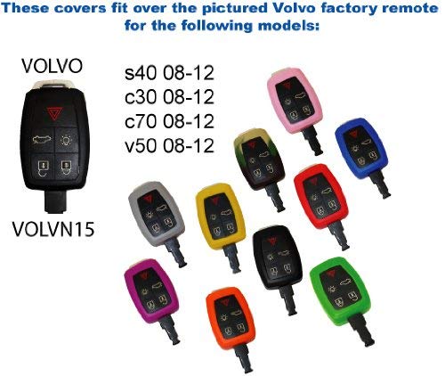 Gray Silicone Key Fob Cover Case Smart Remote Pouches Protection Key Chain Fits: Volvo S40 08-13 (Certified Refurbished)