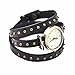 MINILUJIA Bohemian Style Analog Quartz Wrap Around Leather Watch Women Girls Watches with Vintage Bronze Rivet 27mm Dial Deep Brown