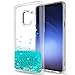 LeYi for Galaxy S9 Glitter Case (Not Fit S9 Plus) for Girls Women, Sparkle Shiny Bling Liquid Clear TPU Protective Phone Case Cover for Galaxy S9 Turquoise