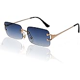 Mriendao Rimless Sunglasses for Men Women 90s Frameless Rectangle Tinted Lens Sun Glasses Shades