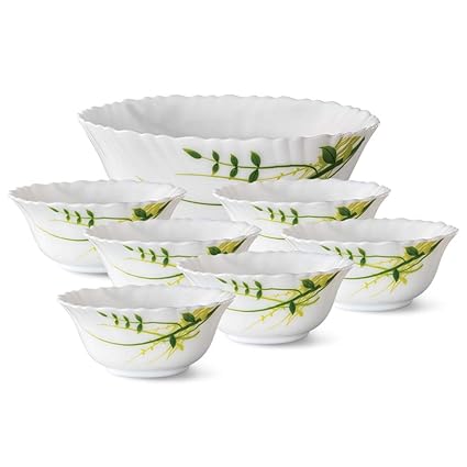 Larah by Borosil Opalware Pudding Set, 7-Pieces, White
