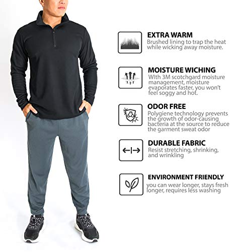 image for Litume Men's Long Sleeve Shirt with Zip, Odor Control & Quick-Dry Acti