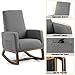 Giantex Upholstered Rocking Chair, Modern High Back Armchair, Comfortable Rocker Fabric Padded Seat Wood Base, Massage Rocking Chair for Nursery (Beige)