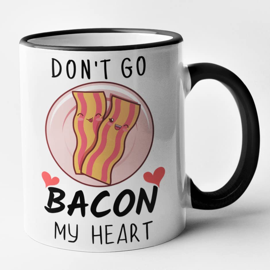 Couples Bacon and Egg Anniversary Valentines Funny Mug Set (Black)