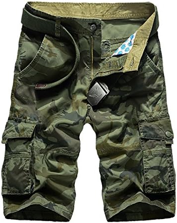 Buytop Mens Cotton Cargo Shorts Camo Printed Tactical Shorts(1566Green29)