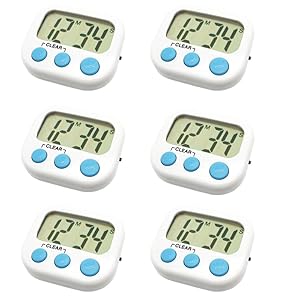 6 Pack Digital Timer for Teacher Small Timers for Kids Magnetic Back Big LCD Display Loud Alarm Minute Second Count Up Countdown With ON/OFF Switch For Classroom, Homework, Exercise(6 White)