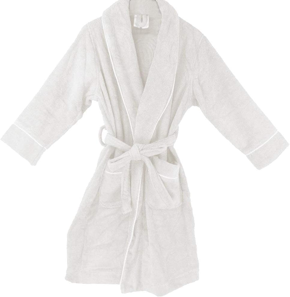 Organic Cotton Royal Spa Terry Cloth Bathrobe, Mens, Small/Medium, White, 1 Robe