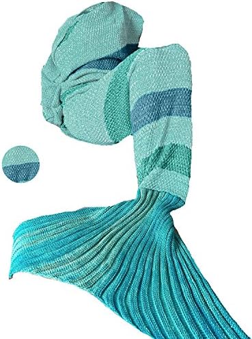 Coroler Christmas Cute Mermaid Tail Blanket Living Room Sleeping Bag for Adults Apply on All Seasons with Striped Patterns,Ideal Birthday Gifts