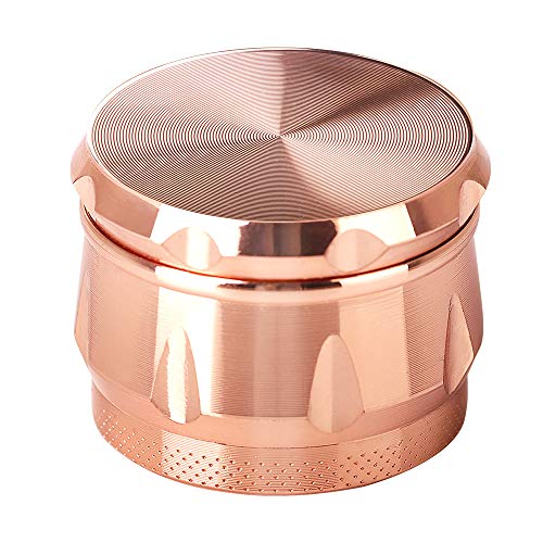 iRainy G2 Spice Herb Grinder 1.6 Inch 4 Pieces with Pollen Catcher, Metal Blue (Rose Gold)