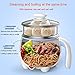 1.2L LIVEN Electric Hot Pot with 304 Stainless Steel Inside Layer and Steamer for Cooking Noodles Boiling Water Eggs, Small Slow Cooker 120V 600W HG-X1201