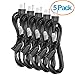 Aurum Cables Extension Cord 6 Feet - 16 AWG SJTW Heavy Duty Power Cord - 3 Prong Cable 125 Volts 13 Amp NEMA 5-15P to NEMA 5-15R ETL Listed - Indoor Outdoor Extension Cord in Black - 5 Pack