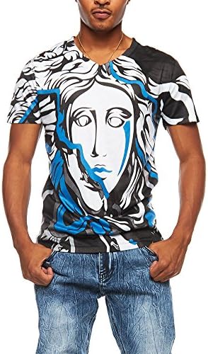 "Medusa" Gold Leaf Blue T-Shirt X Large