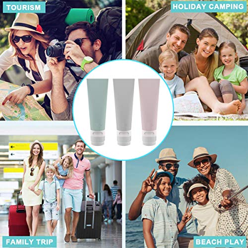 Flacon Vide Voyage MEYUEWAL Ensemble Bouteille de Voyage en Silicone 3pcs(80ml) sans BPA FDA,Portable Set de Soin de Toilette pour Lotion, Shampooing, Parfait pour Voyage, Vacances, Camping