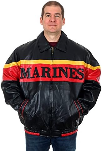 Men's MARINES Faux Leather Bomber Style Jacket (2X)