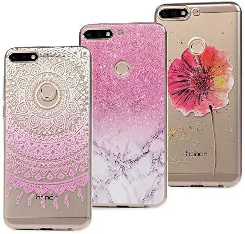 3X Case Huawei Honor 7C, Beaulife Cover TPU Silicon Clear Lightweight Thin Flexible Bumper Protective Shell for Huawei Honor 7C / Huawei Y7 2018 / Huawei Y7 Prime 2018 - Marble, Totem, Flower