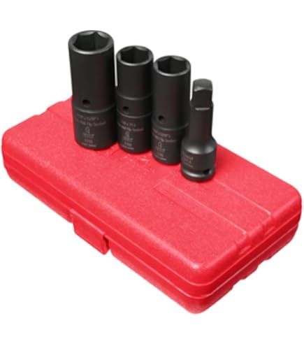 Lisle 13050 Flip Socket Set – 4-teilig, Für Radmuttern Und Beschädigte Muttern