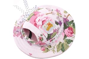 Leconpet Princess Pet Hat Dog Caps Hats with Neck Strap Adjustable Comfortable Ear Holes for Small Medium and Large Dogs in Ourdoor Sun Protection (M, Colour Flower)