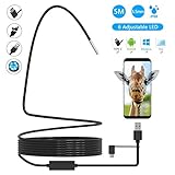 USB Endoscope, 3 in 1 Semi-rigid Type C Borescope Inspection Camera, Cinsey 5.5mm Waterproof Snake Camera with 6 Adjustable Led Lamp for Android, Tablet, PC & Macbook - Inspecting Hard-to-reach Place
