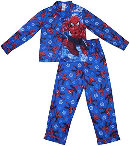 2 PCS SET MARVEL COMICS SPIDERMAN Boys Fall / Winter Pajama Top &amp; Pants Set M Blue