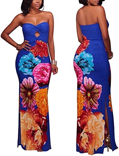 LightlyKiss Wrap Chest Off Shoulder Floral Print Bodycon Summer Long Sexy Party Maxi Ladies Dress