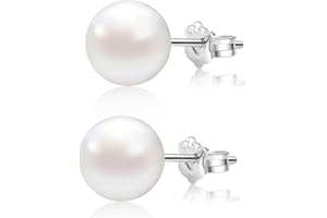 ALYC Pearl Earrings Freshwater Pearl White Button Stud Earrings with 925 Sterling Silver for Women pavnud