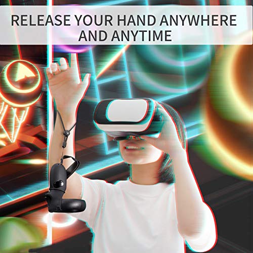 eWonLife Controller Grip Covers for Oculus Quest/Oculus Rift S (Not Fit Quest 2), Anti-drop Protective Handle Sleeve with Adjustable Wrist Strap and Knuckle Strap, Including Cover Caps