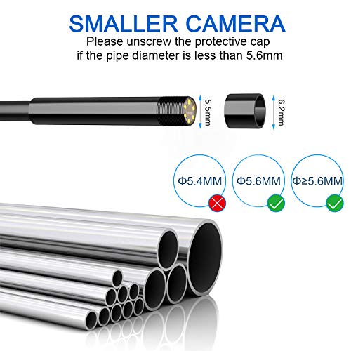 33FT Inspection Camera, 1080P HD 5.5MM Borescope with 4.3inch Screen, IP67 Waterproof Industrial Endoscope Camera with 2800nAh Battery, 8GB TF Card, Snake Camera for Automotive Engine, Pipe Detecting