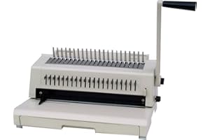 Tamerica 213-PB Manual Comb Punch and Bind; Manual punch for Comb, Spiral-O Wire, and 3-Hole Punch; Comb Spreader and Closer; Punches up to 20 sheets/lift (20 lbs paper)