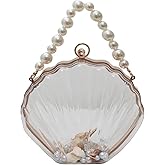 QZUnique Conch Shoulder Handbag Novelty Chain Strap Purse Acrylic Fashion Crossbody Evening Bag Clutch for Women Girl