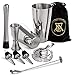 Boston Cocktail Shaker Set - Professional Bar Drink Mixing Supplies - Ultimate Collection Bartender Muddler Kit, Stainless Steel Martini Shakers, Gold with Black Velvet Sleeve