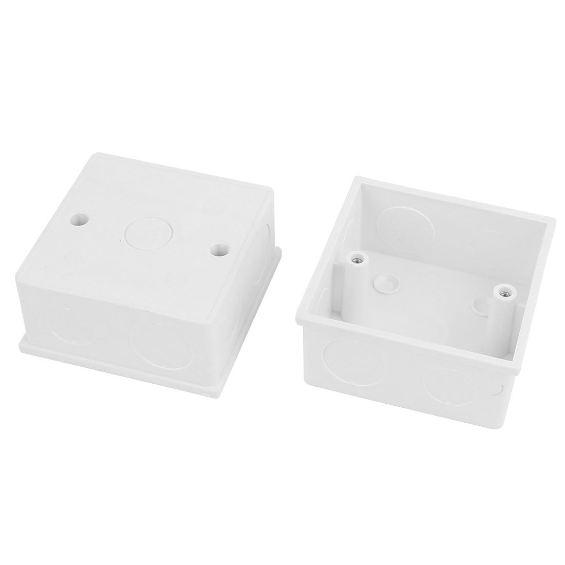 sourcingmap 2 Pcs 86mm x 86mm x 40mm Square Design PVC Switch Pattress Back Box