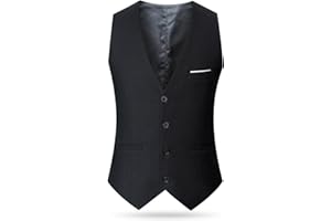 Men's Suit Vest Slim Fit Formal Waistcoat V-Neck Dress Vest for Wedding Business Office Party Daily Wear